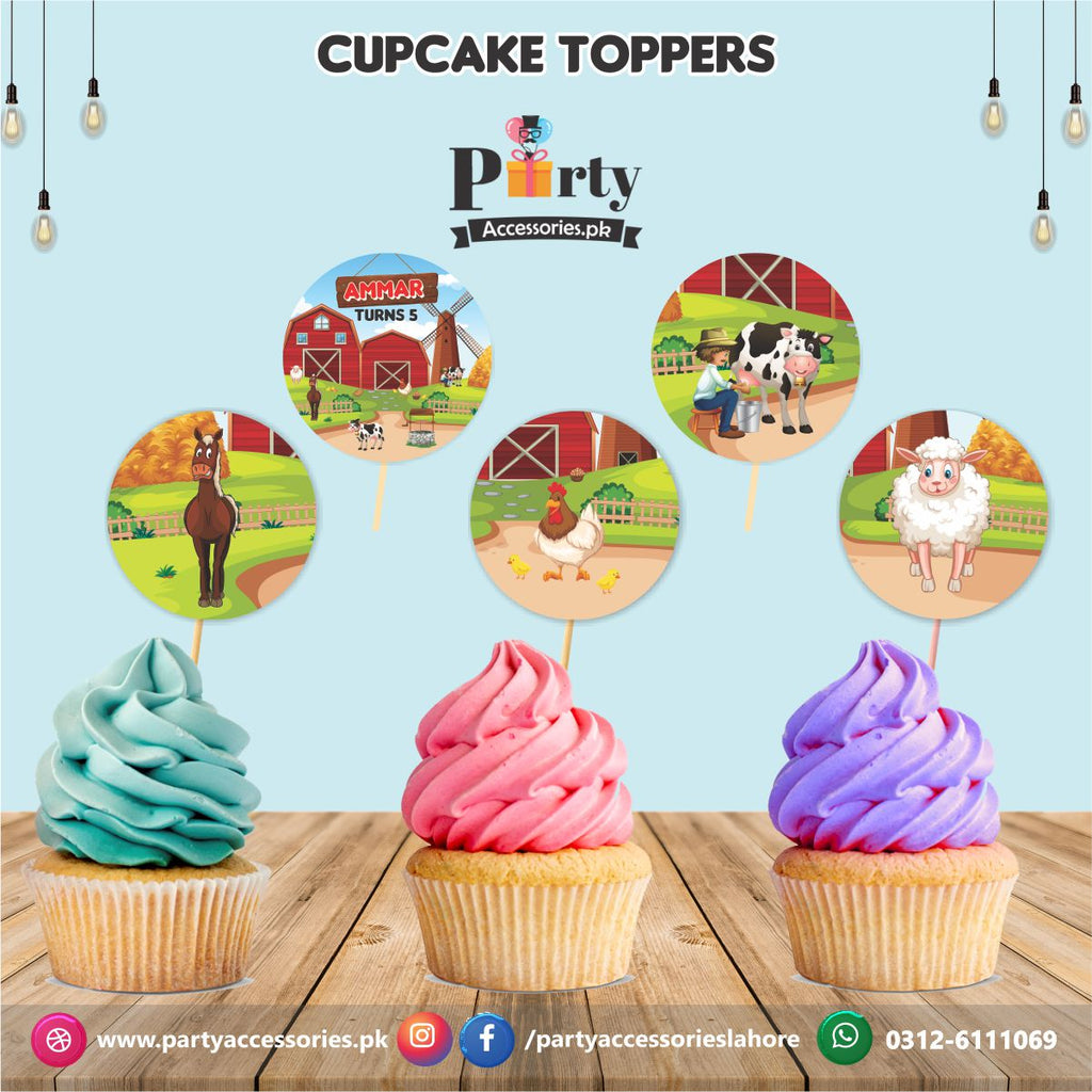 Farm animals theme birthday party cupcake ToppersFarm animals theme birthday party | cupcake Toppers