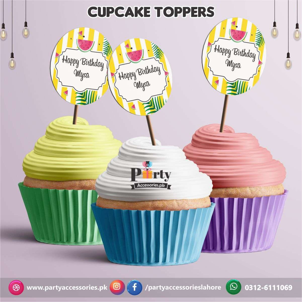 One in a melon theme birthday party | cupcake Toppers 