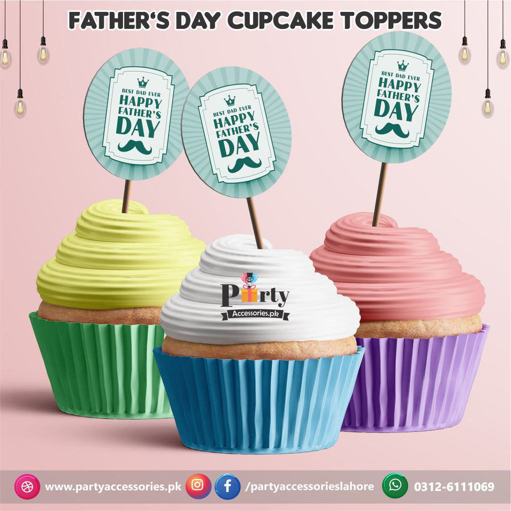 Fathers day decorations | Happy Father's day cupcake toppers set in beautiful colors
