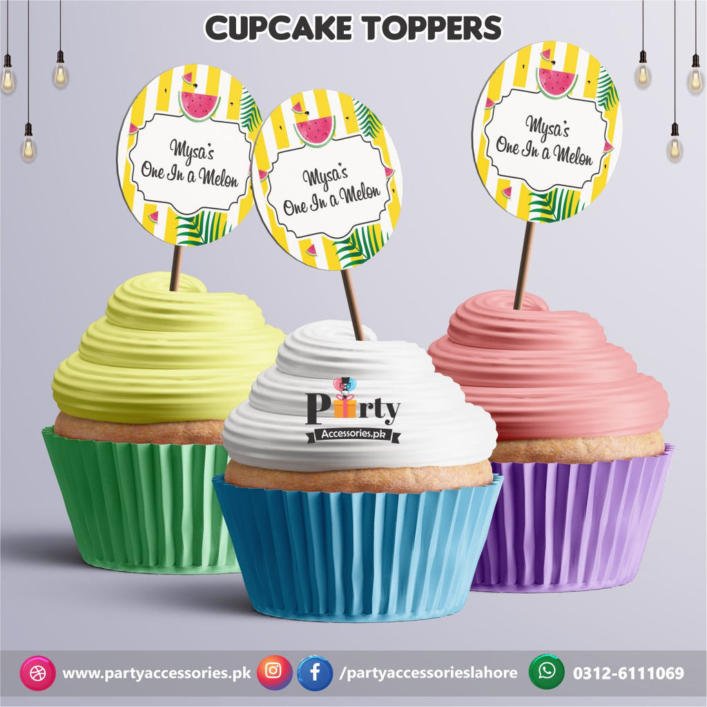 One in a melon theme birthday party | cupcake Toppers 
