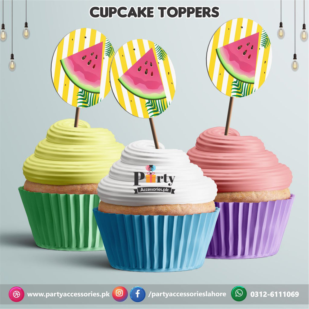 One in a melon theme birthday party | cupcake Toppers 
