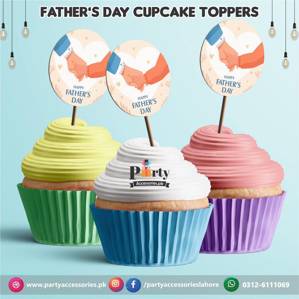 Fathers day decorations | Happy Father's day cupcake toppers set in beautiful colors
