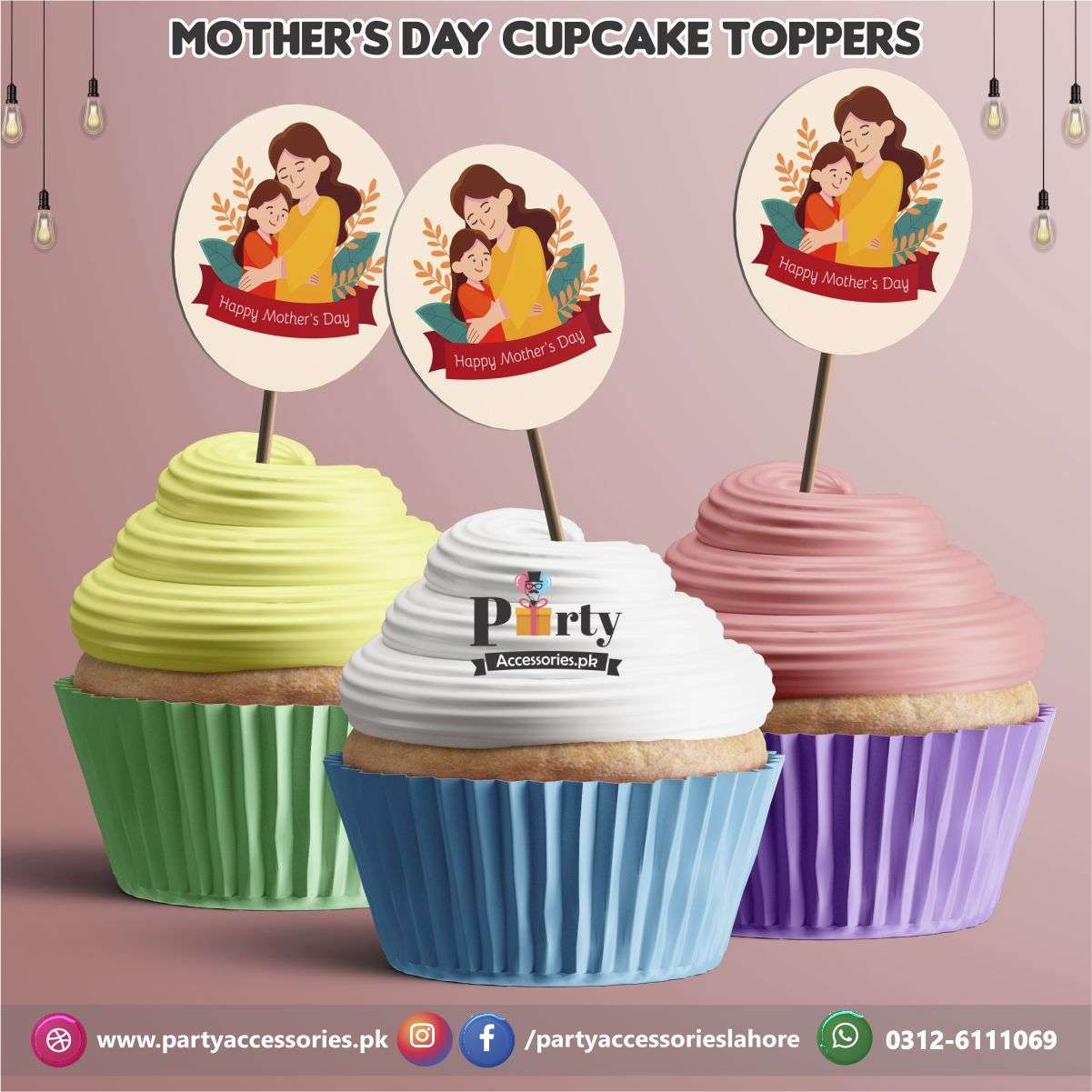 Mother day Cup Cake toppers