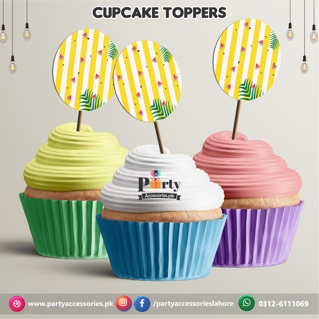 One in a melon theme birthday party | cupcake Toppers 