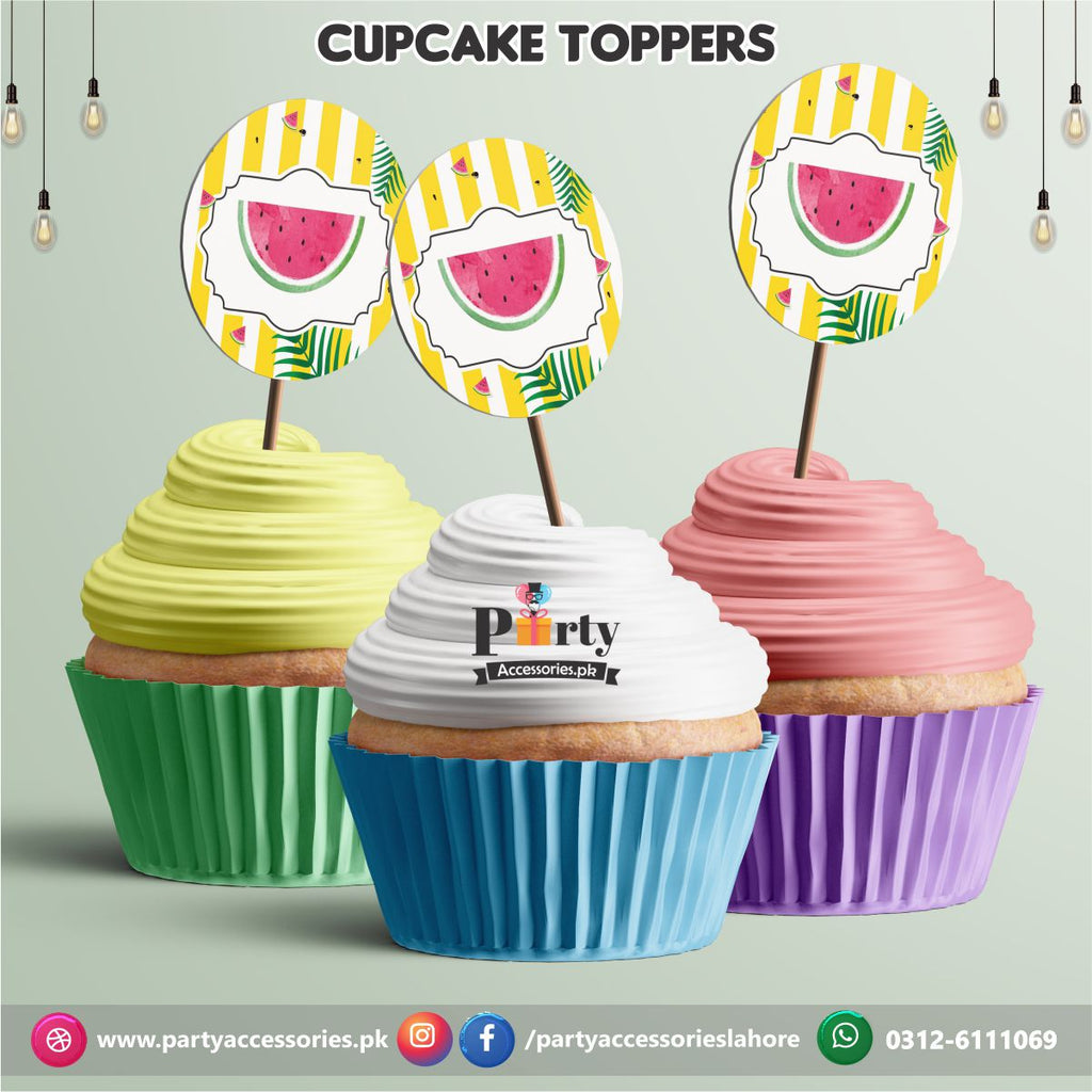 One in a melon theme birthday party | cupcake Toppers 