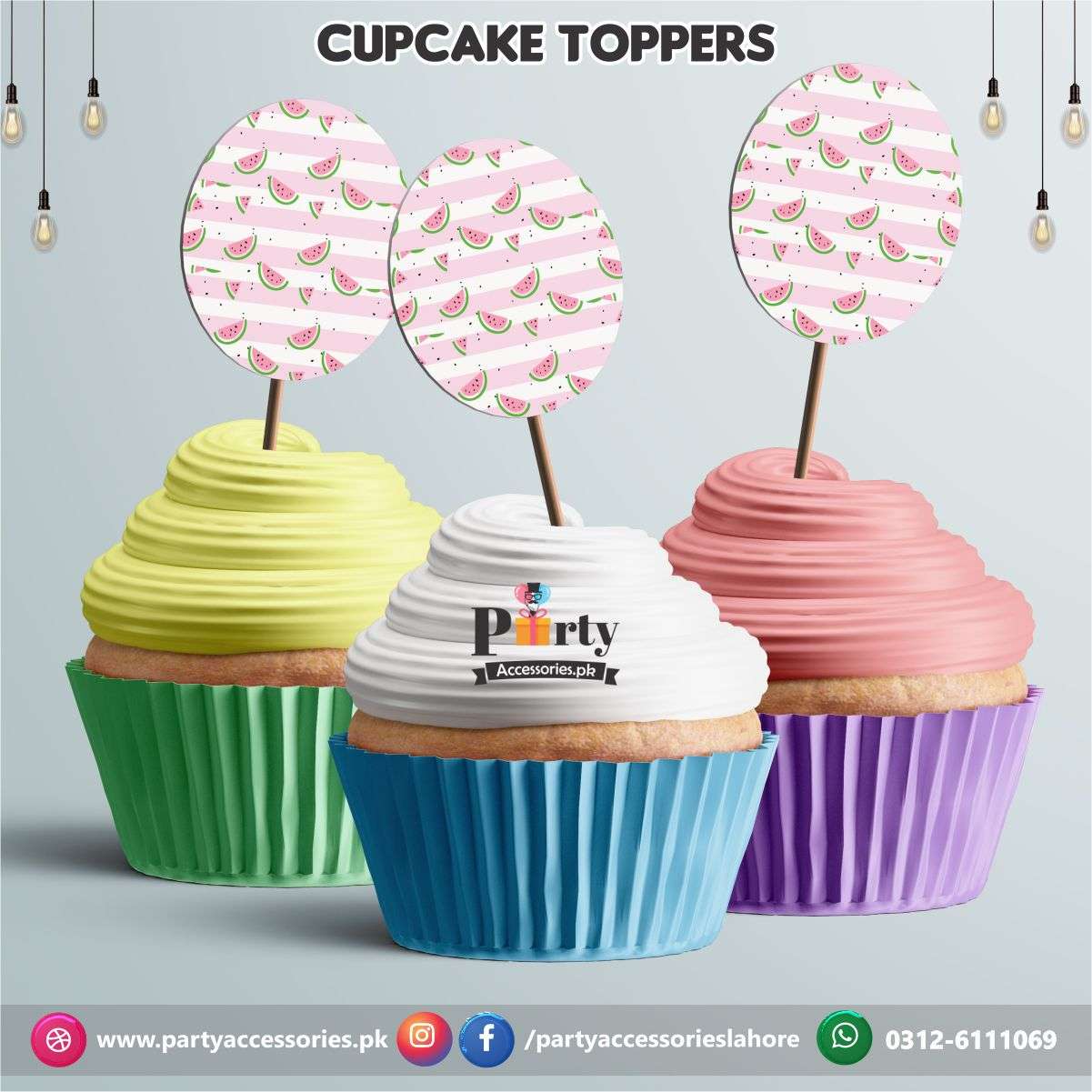  One in a  melon theme birthday party | cupcake Toppers
