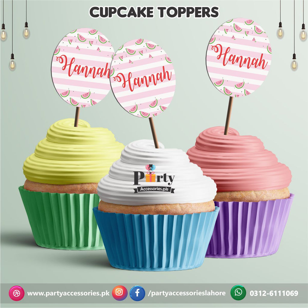  One in a  melon theme birthday party | cupcake Toppers