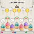 rainbow theme cupcake toppers