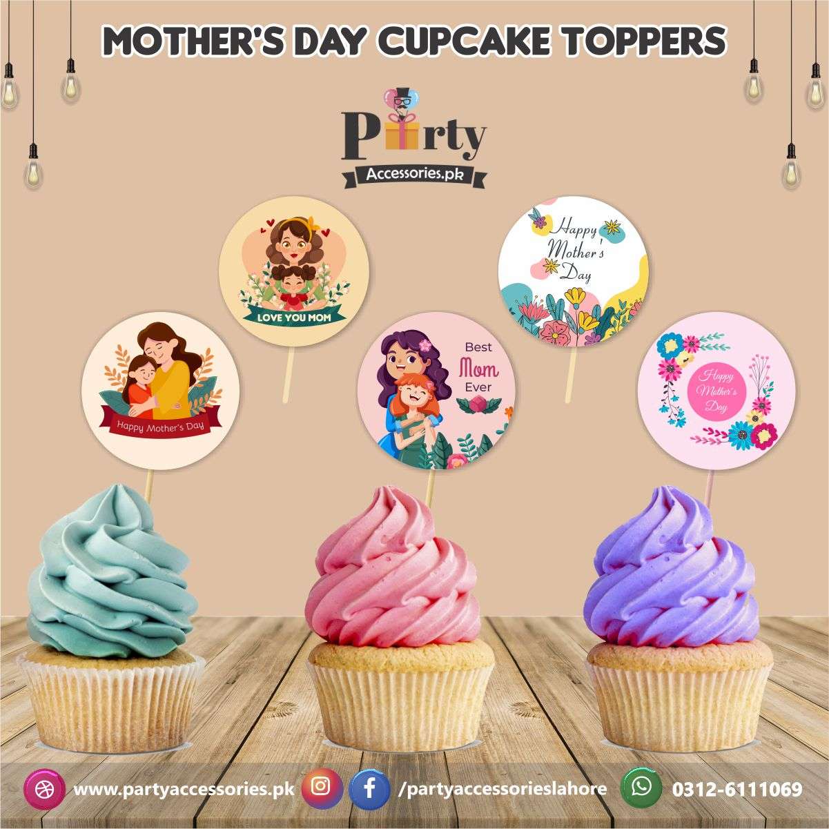 Mother day Cup Cake toppers