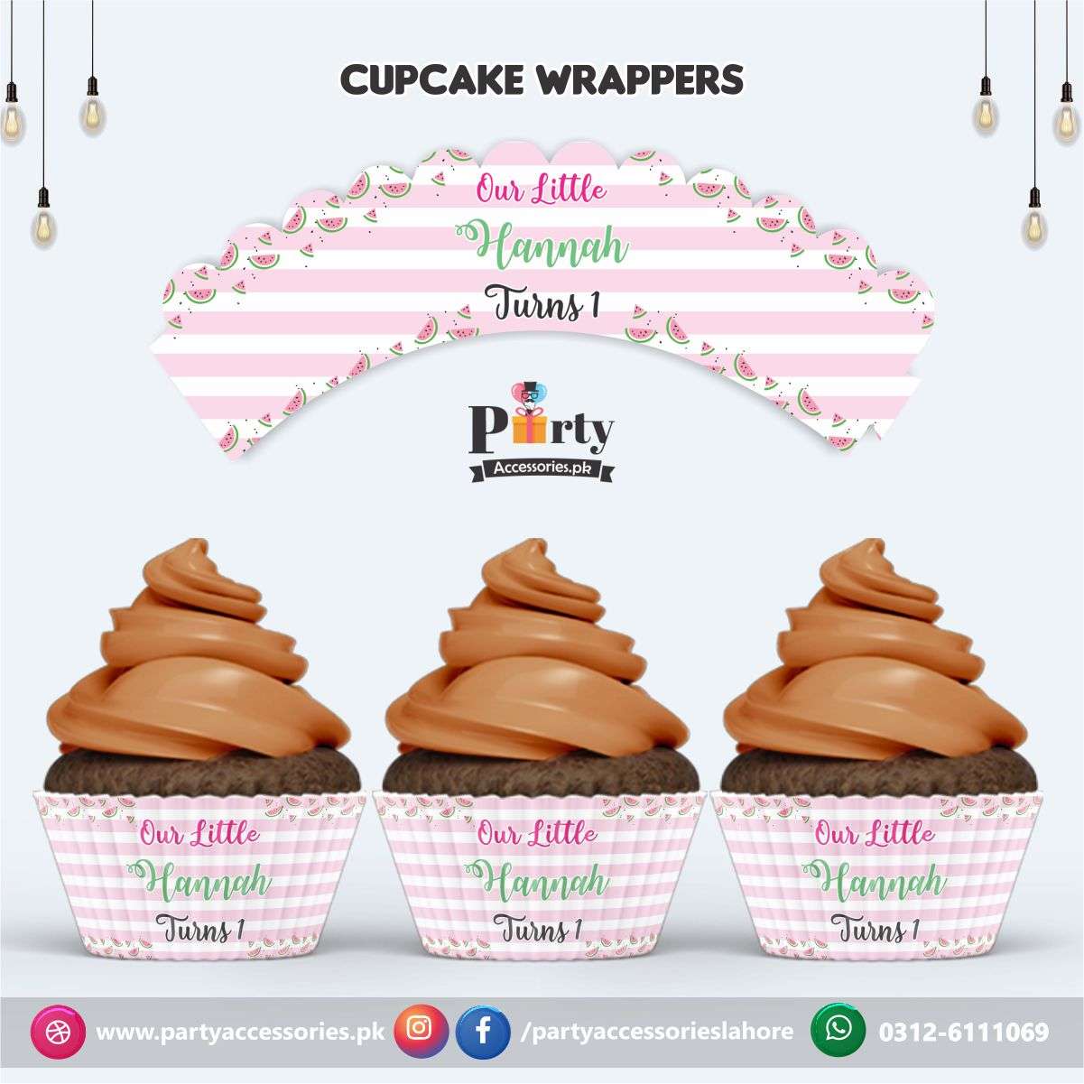Customized One in a Melon theme Cupcake wraps (8 pcs)