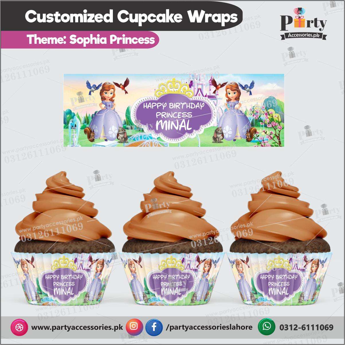 Customized Sofia The First theme Cupcake wraps