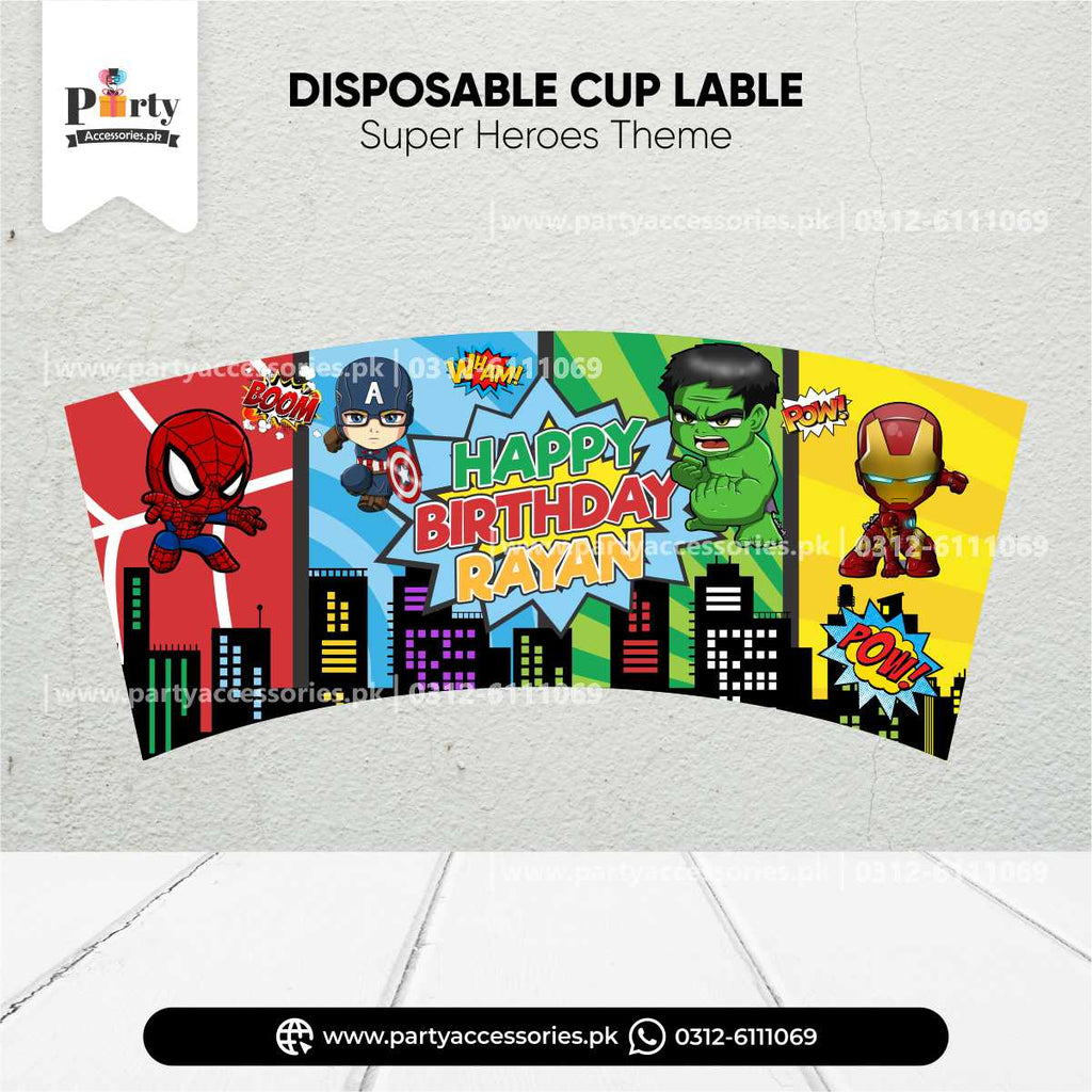 AVENGERS THEME CUSTOMIZED CUPS WITH LABELS