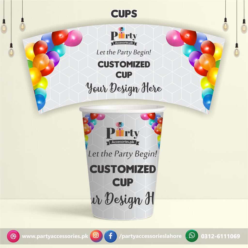 Customized Paper Cups | Custom labels and disposable paper Cups according to your theme (Pack of 6)