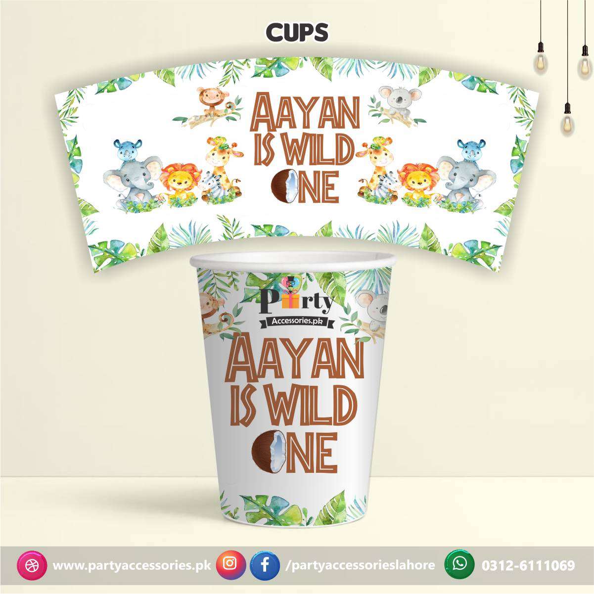 Customized Paper cups in Wild One Theme Birthday Party