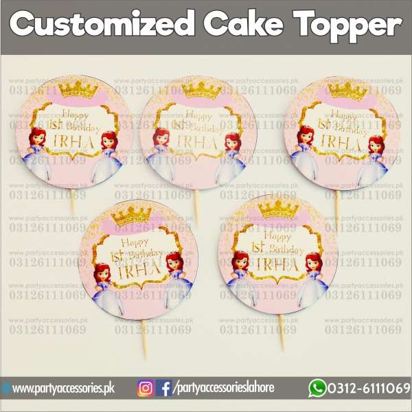 Princess Sofia theme birthday cupcake toppers set Round