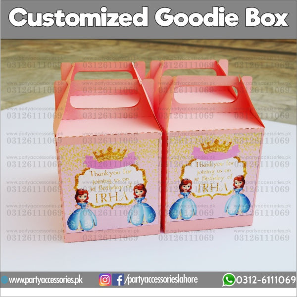 Customized Princess Sofia theme  Favor / Goody Boxes with handle