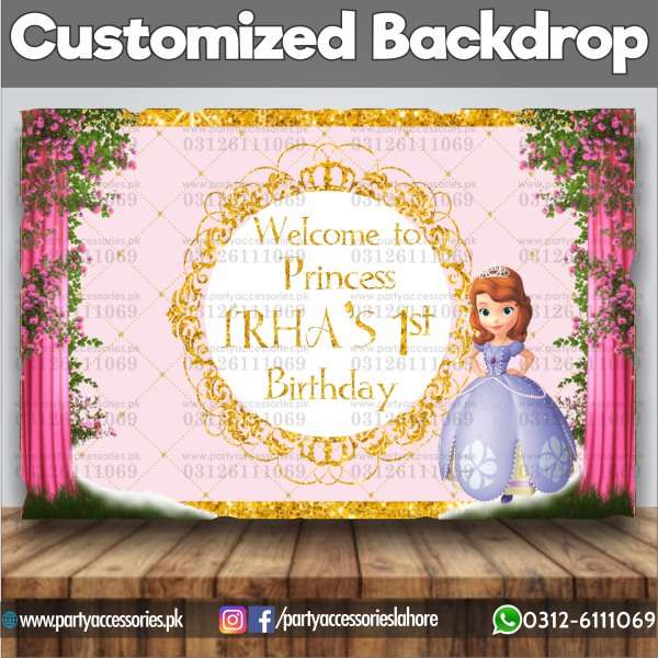 Customized Princess Sofia Theme Birthday Party Backdrop
