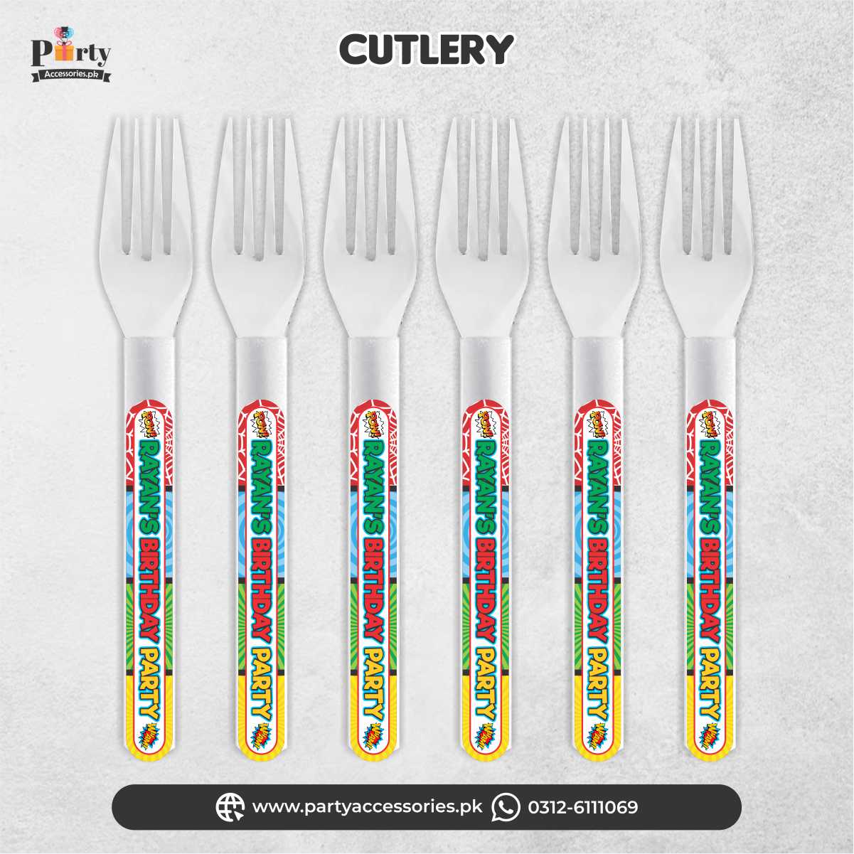 super heroes theme customized forks with labels 