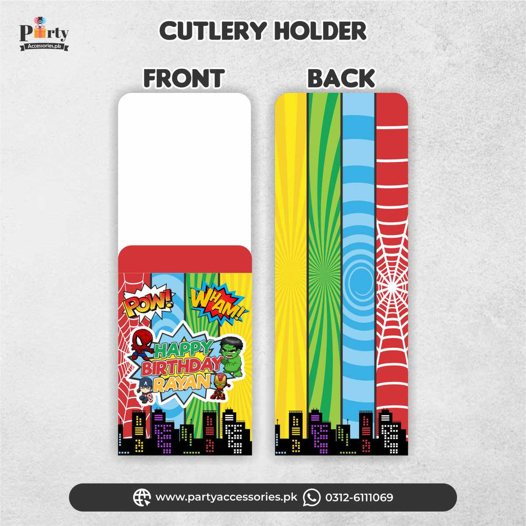 customized cutlery holder in super heroes theme 
