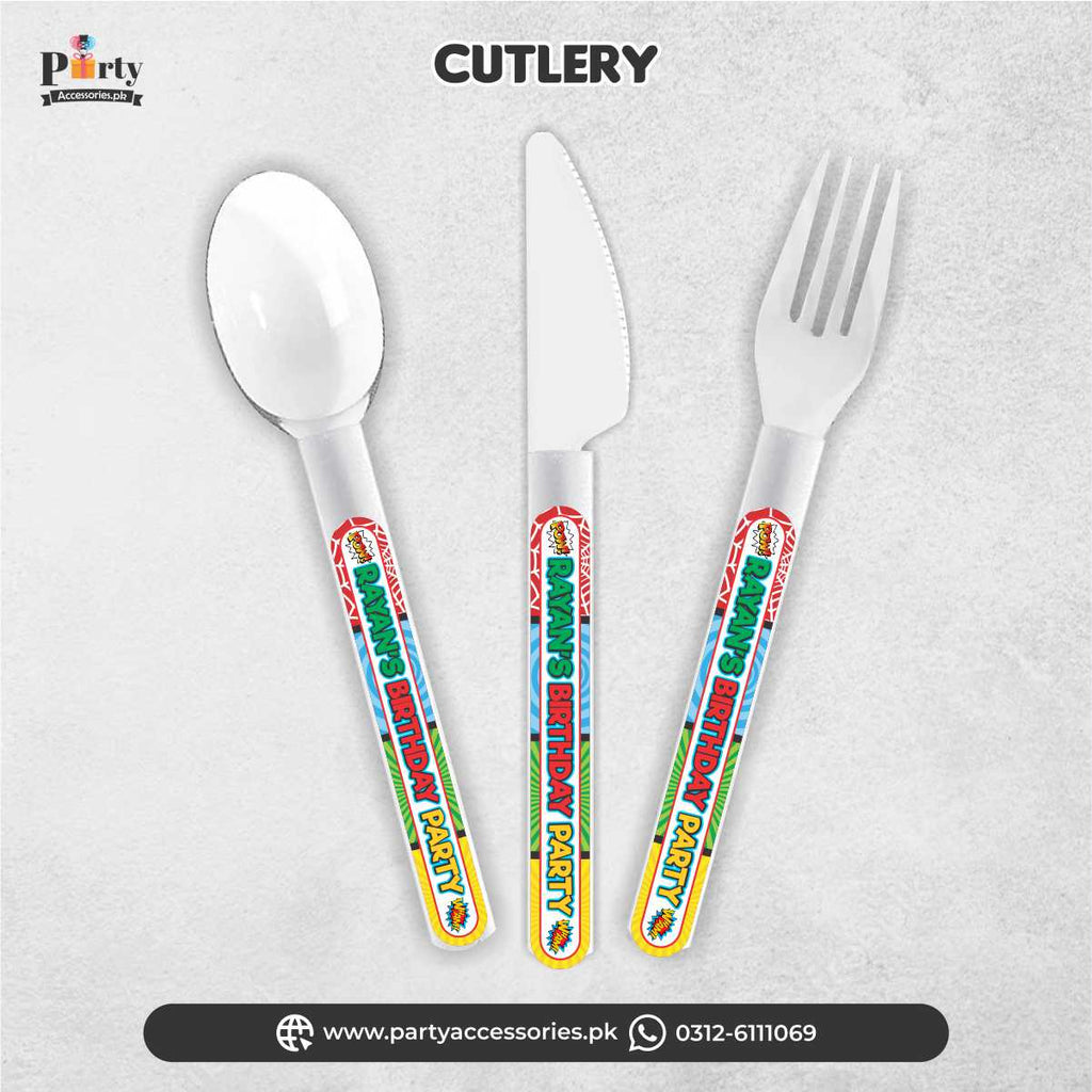 superheroes theme customized cutlery set 