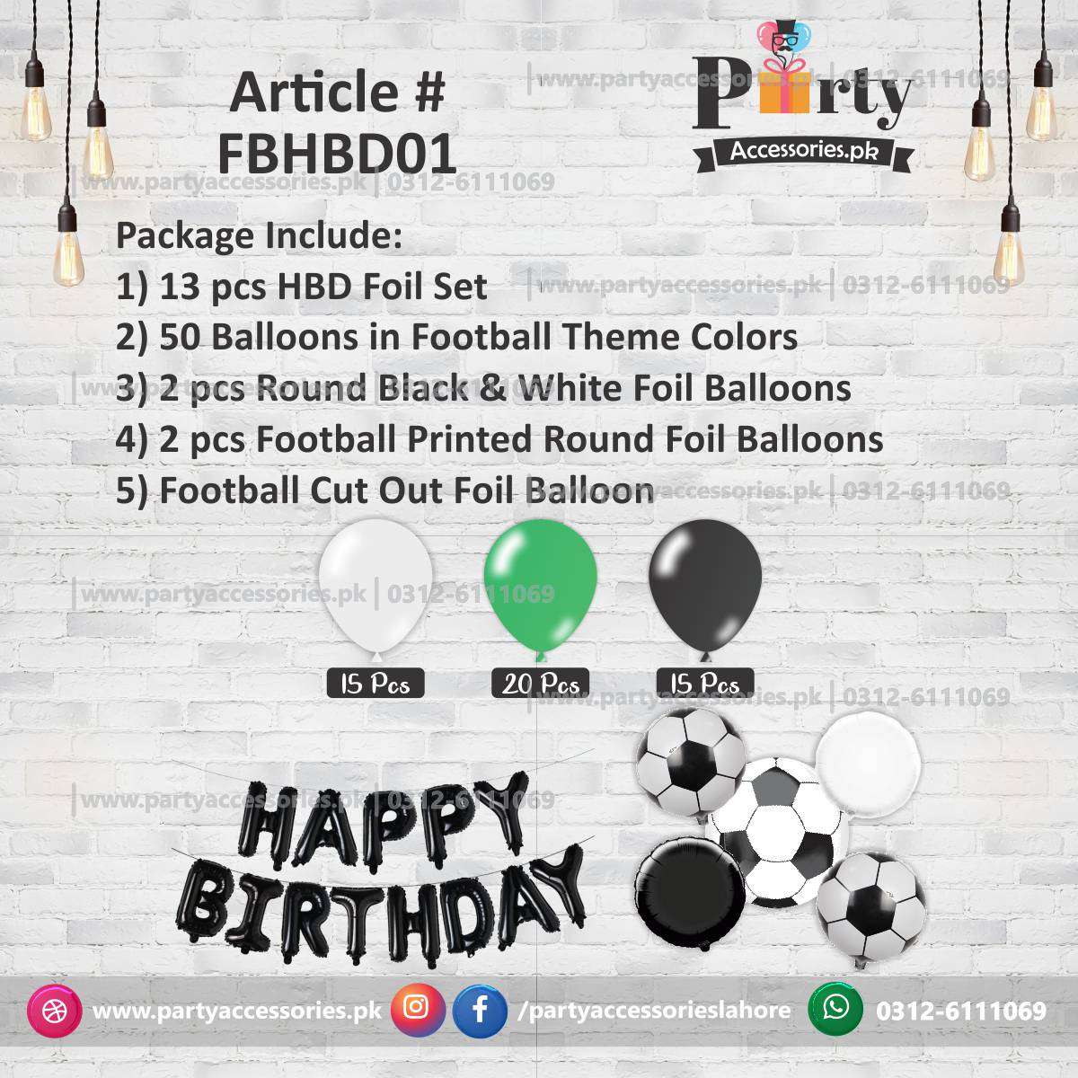 Football theme birthday decoration balloons set 