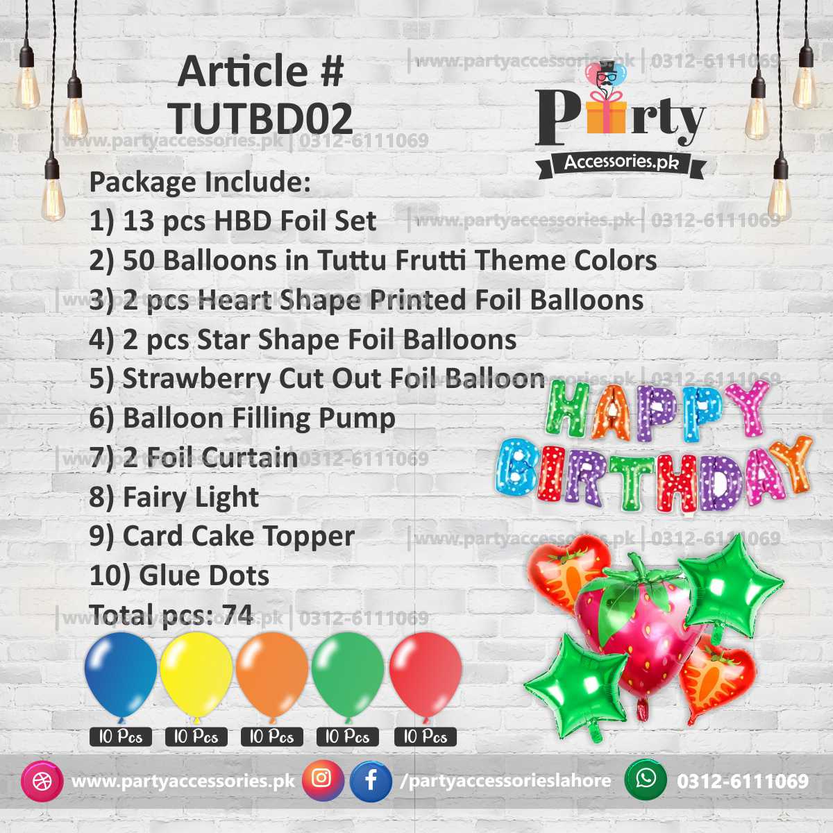 Tutti Fruiti theme birthday decoration set 