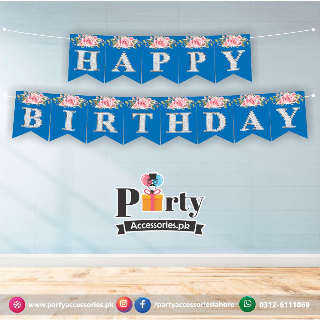 happy birthday banner in blue
