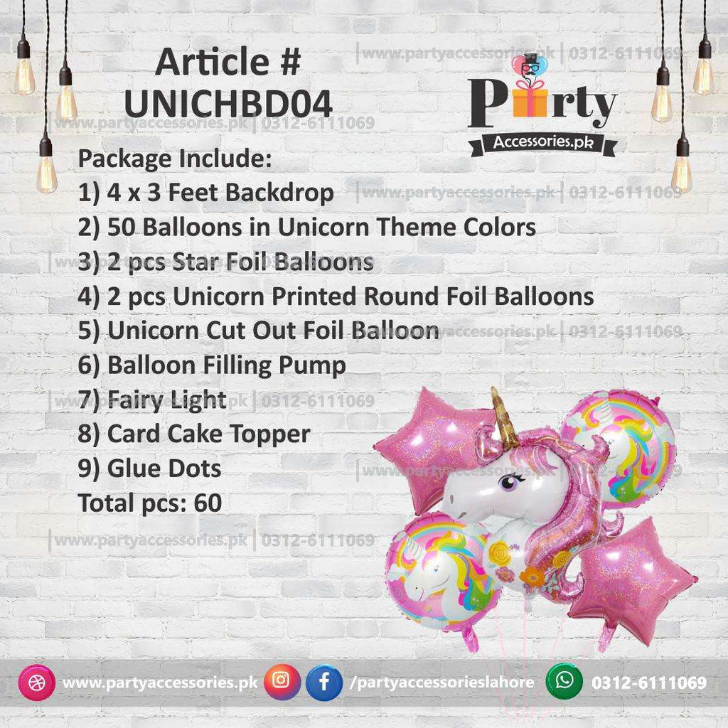 UNICORN theme birthday decoration kit | Backdrop