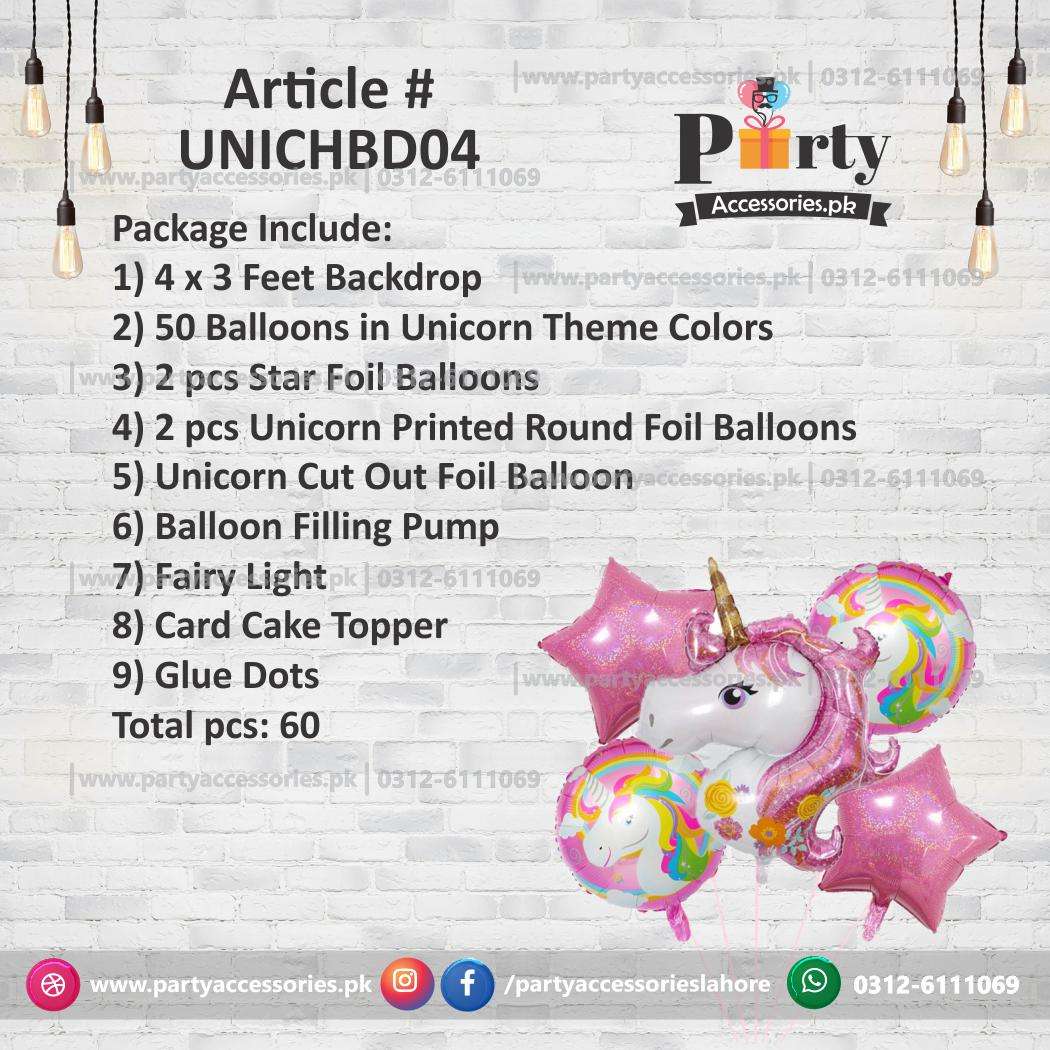 UNICORN theme birthday decoration kit | Backdrop
