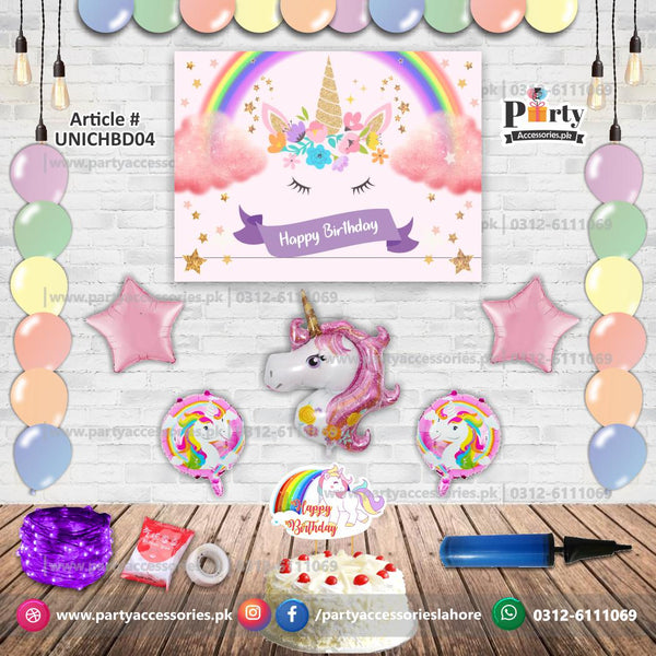 UNICORN theme birthday decoration kit | Backdrop