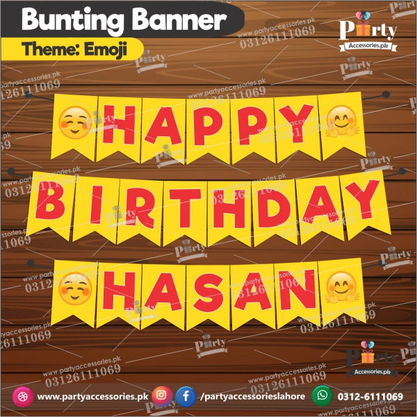 Customized Emoji theme Birthday bunting Banner