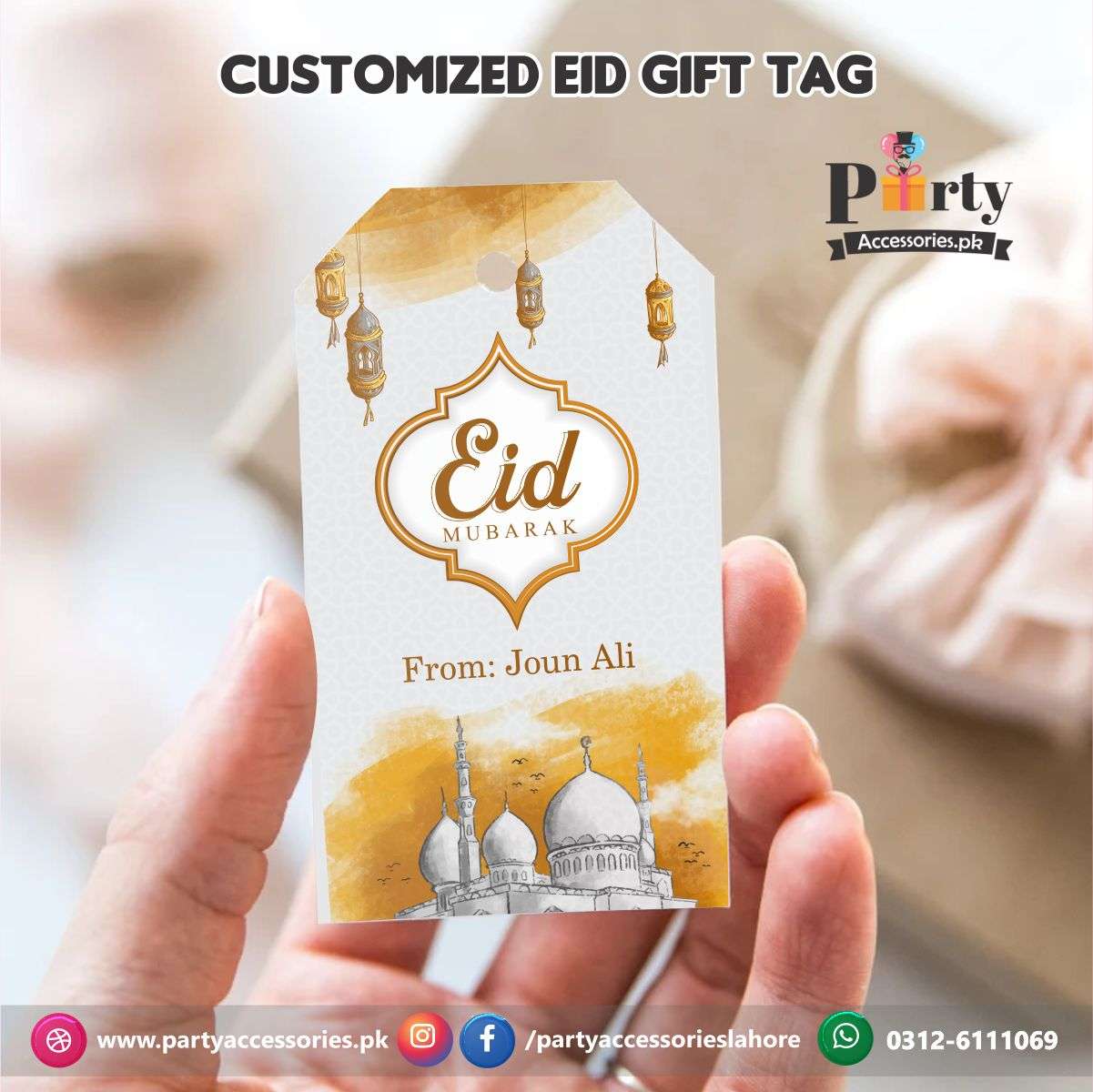Customized Eid Gift tags | Eid decorations 2025 | pack of 6