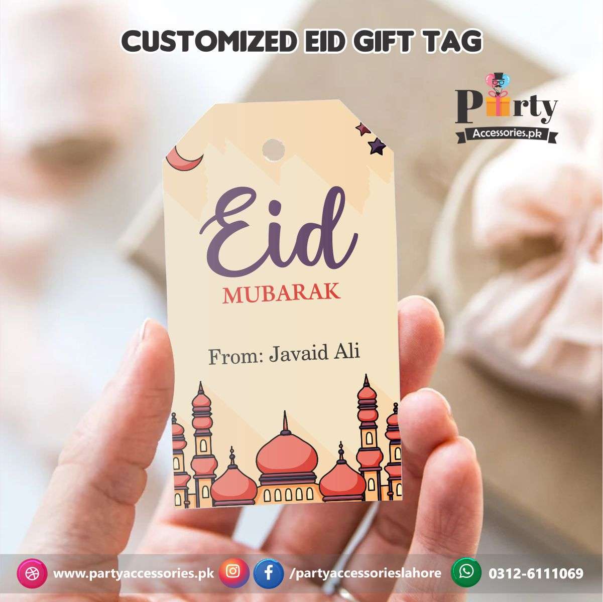 Customized Eid Gift tags | Eid decorations 2025 | pack of 6