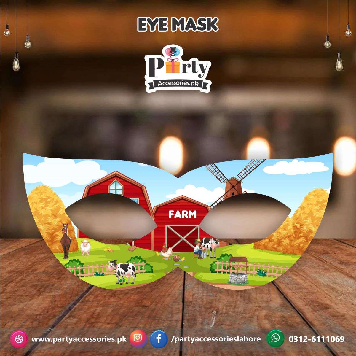 Farm animals theme birthday party face masks
