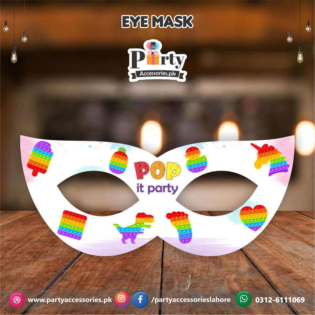 Pop It Party theme birthday party face masks