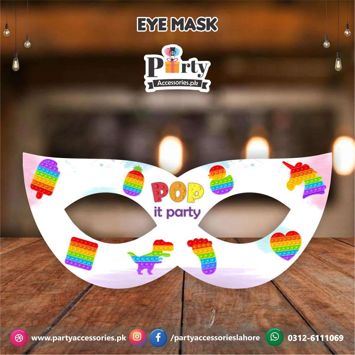 Pop It Party theme birthday party face masks