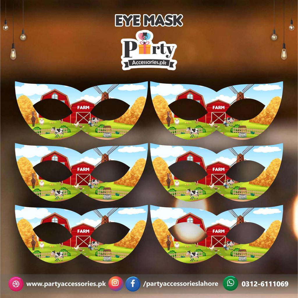 Farm animals theme birthday party face masks