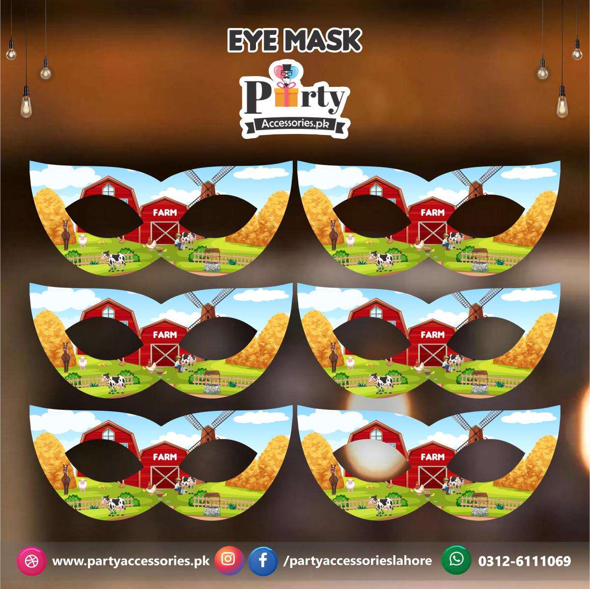 Farm animals theme birthday party face masks
