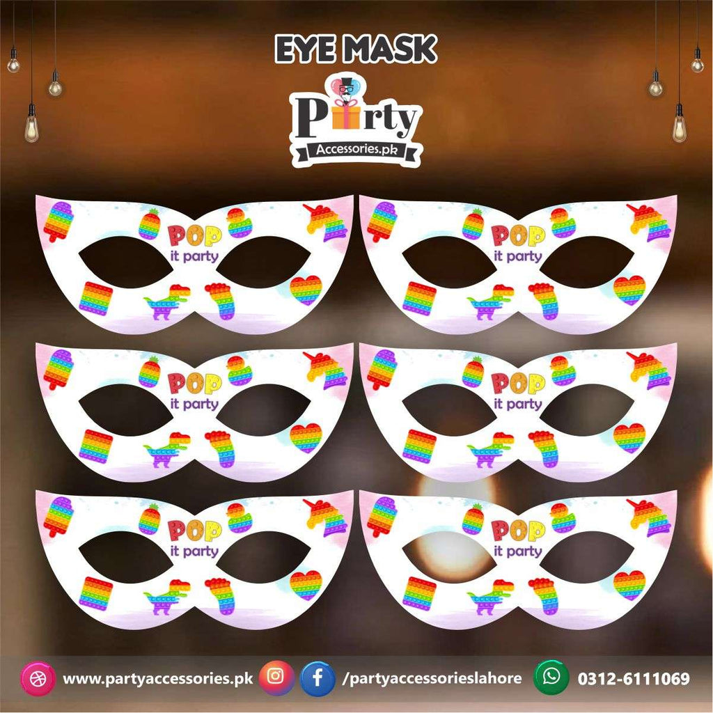 Pop It Party theme birthday party face masks