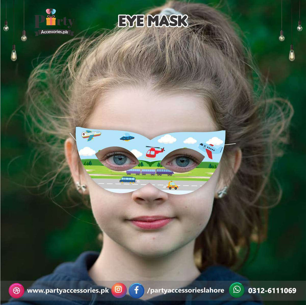 Transport theme face masks for Birthday parties.