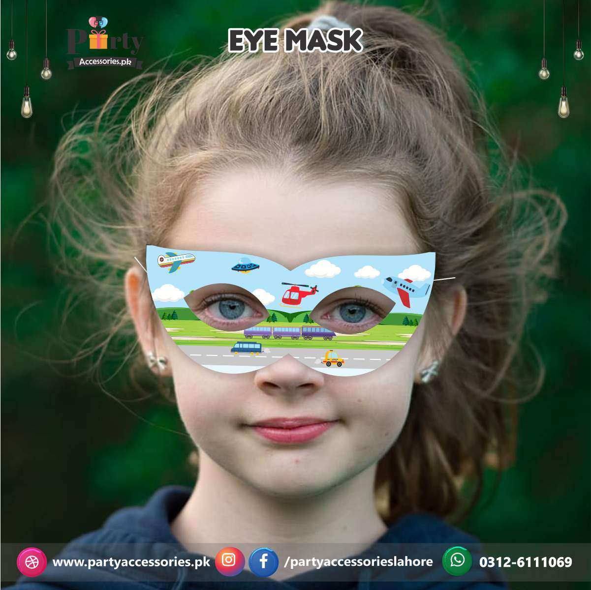 Transport theme face masks for Birthday parties.