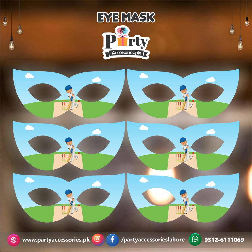 Cricket theme party eye face masks | Pack of 6 pcs