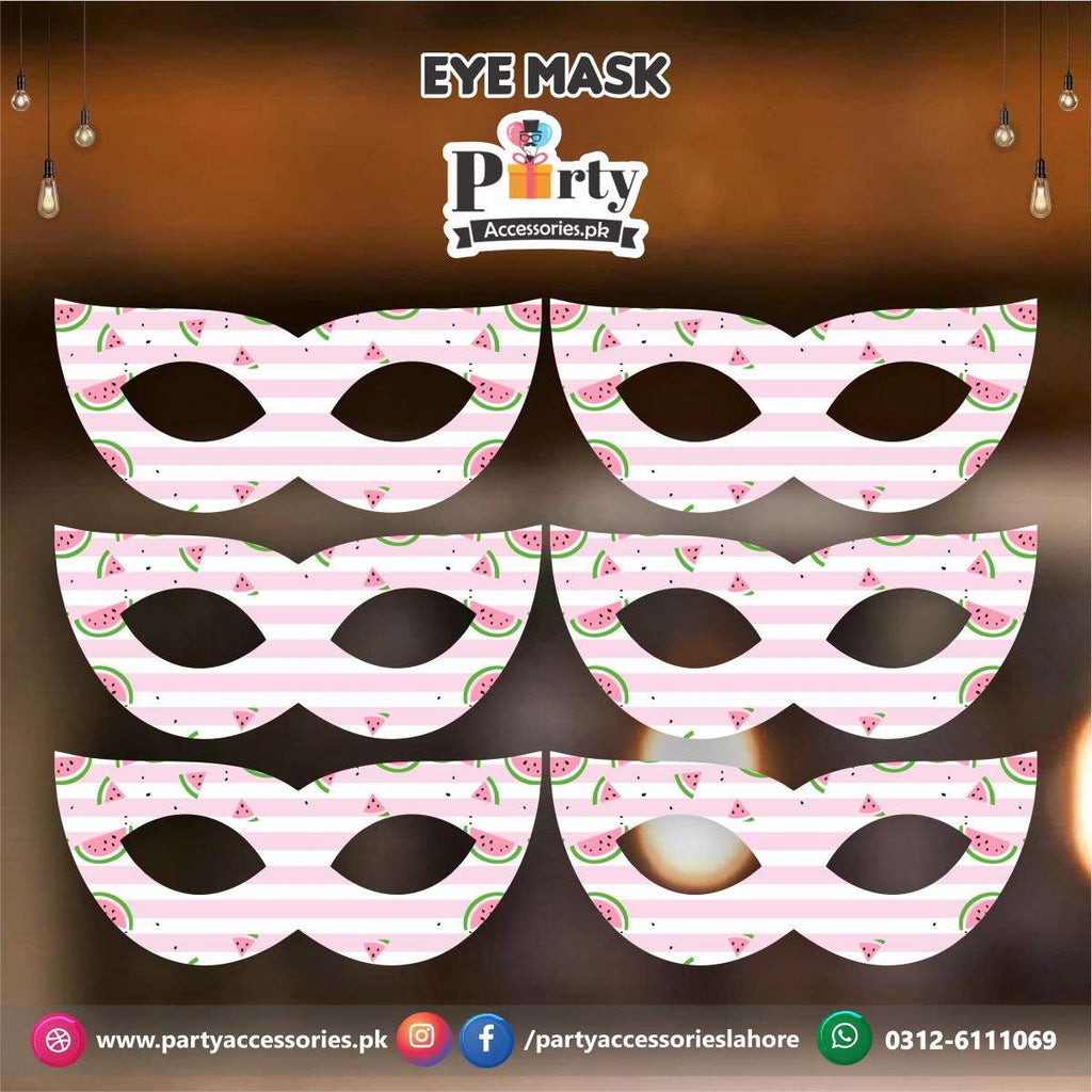 One in a melon theme birthday party face masks