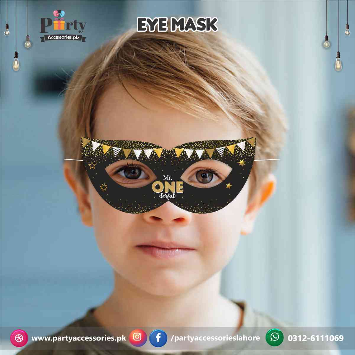 ONEderful theme birthday party eye masks PartyAccessories.pk