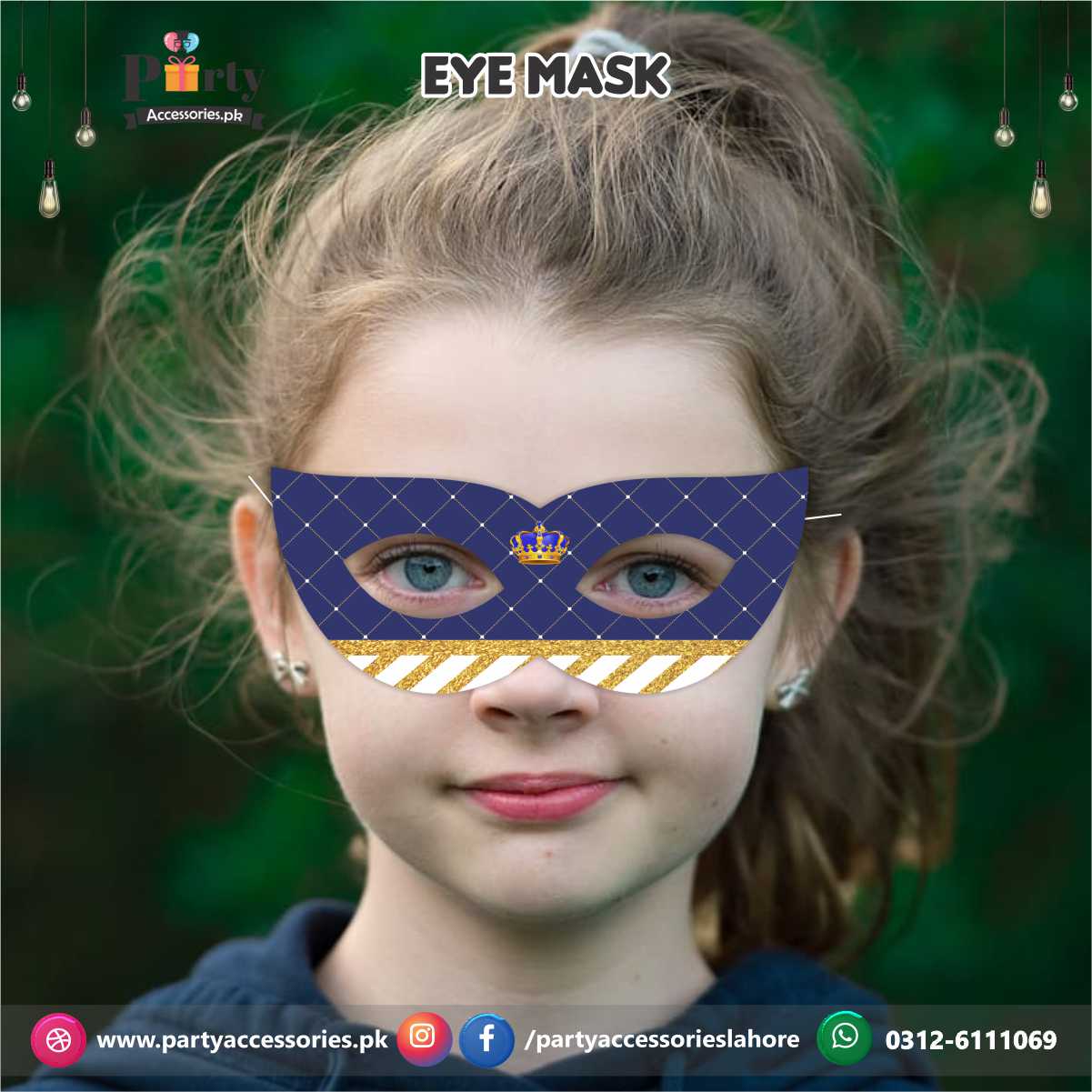 Prince theme birthday party eye face masks