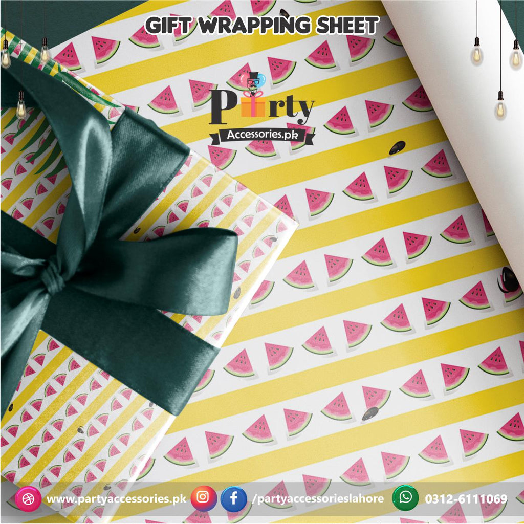Gift wrapping sheets for One in a Melon theme birthday party | Yellow