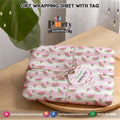 Gift Wrapping Sheet With a Tag And Jute Ribbon In One in a Melon Theme Party | Pink