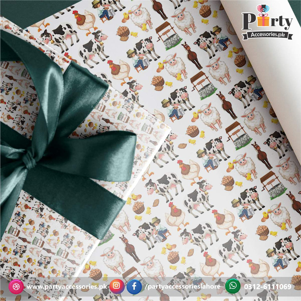 Gift wrapping sheets for Farm animals theme birthday party
