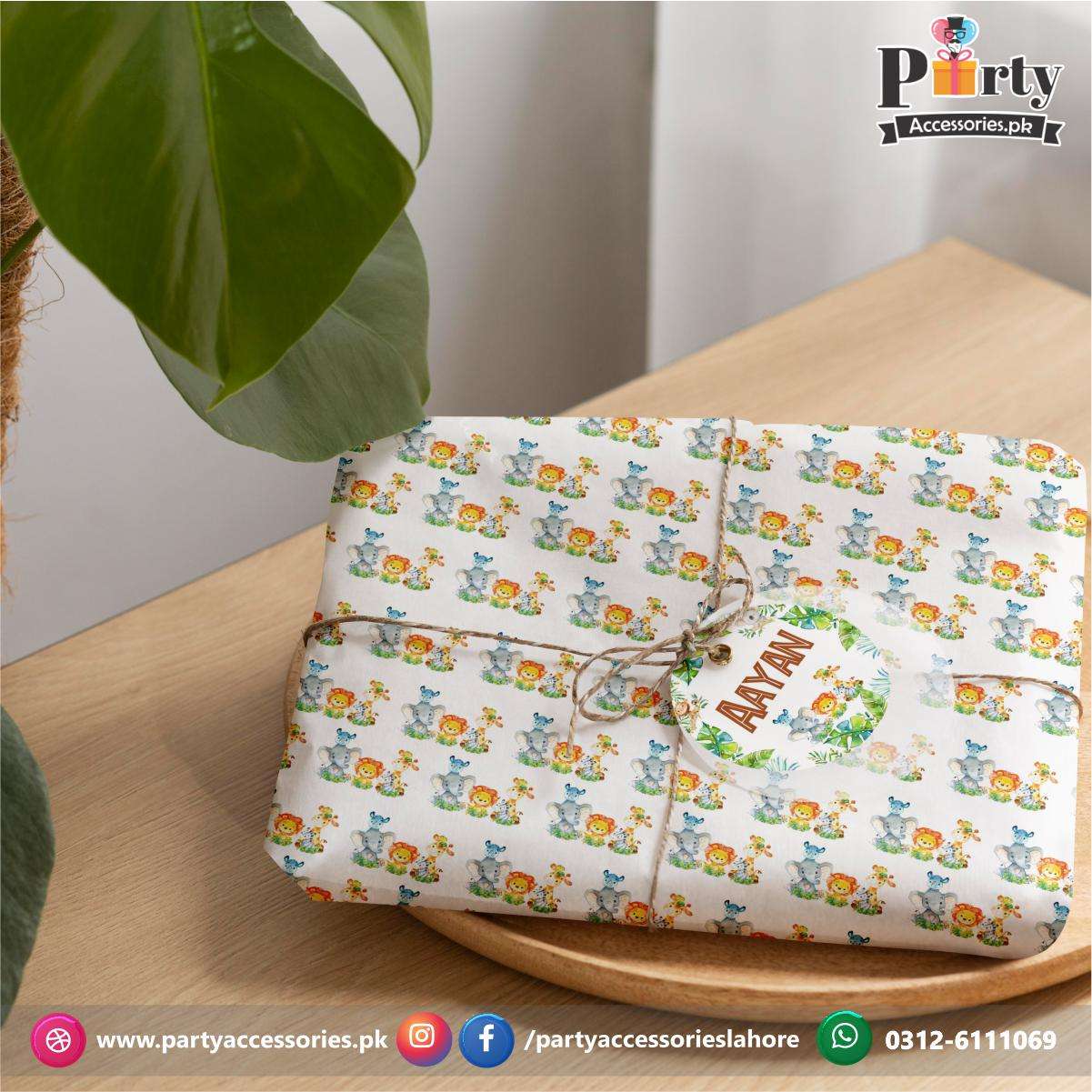 Gift Wrapping Sheet With a Tag And Jute Ribbon In Wild One | Theme Party