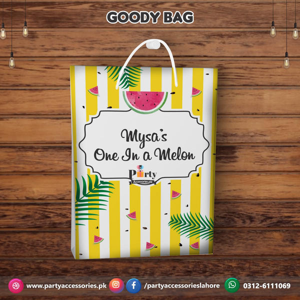 One in a melon birthday theme Customized Goody Bags / favor bags